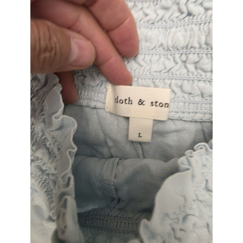 Anthropologie Cloth & Stone 100% Linen Shorts Women's Size L Light Blue Pockets - Picture 4 of 5